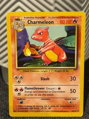 Pokemon Charmeleon, Vintage Card, 1999, 96, 98, Collectible, Fan Favorite
